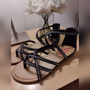 New UnionBay Gladiator Black Bling Sandals Size 8